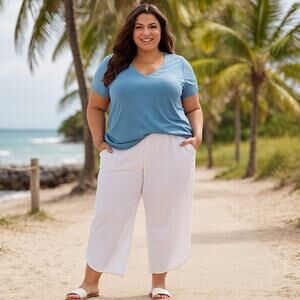 Chico's Capris NWT Women's Sz 4 (20) Studded Tulip Hem Cotton Span Vacation